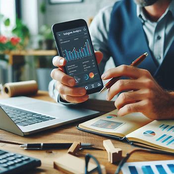 checking Instagram analytics on a smartphone