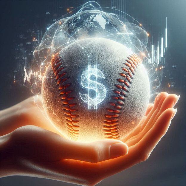 baseball transforming into a globe or financial symbol